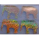 4 Buegelpailletten  Elefanten hologramm gold